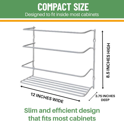 Kitchen Wrap Organizer Set 2 Pack For Foil Plastic Wrap Wax Paper And Bags Mountable Over Cabinet Door Or Wall Rack dimensions