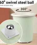 360° swivel steel caster ball in use under a waste bin