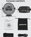 Product contents of Two Pack Magnetic Golf Cart Fans Rechargeable 12000mAh Battery Portable Fans With Light And Strong Magnetic Base