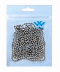 Stainless Steel Bead Pull Chain 10 Feet Heavy Duty Rustproof With 40 Lb Pulling Power 3.2mm Extension Chain Includes 10 Free Clasp Connectors Adjustable Length In Silver Six Size Options in packaging