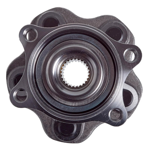 Rear Wheel Bearing And Hub Assembly For AWD Nissan Rogue Juke Rogue Sport And Qashqai 5 Lug Wheel Hub Kit Compatible With 2008 2020 Rogue And 2011 2017 Juke Beefed Up OEM Grade Bearings For A Smooth Safe Ride, close-up view showing hub details and lug holes