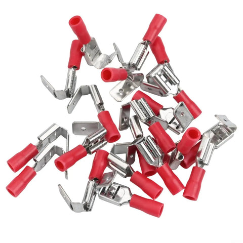 Heat Shrink Piggyback Spade Connectors Quick Disconnect Crimp Terminals Waterproof Electrical Kit For 22 To 10 AWG Splitting Wire Without Cutting Perfect For Cars Boats Or Motorcycles, red insulated metal terminals