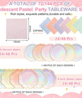 Iridescent Pastel Party Plates And Napkins Set For 24 Guests, featuring rainbow floral and fan plates with napkins.