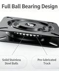 Close-up of Full Ball Bearing Design for Two Piece 7 Inch Boat Seat Swivel With Flat Pedestal Base Black Marine Replacement Gear.