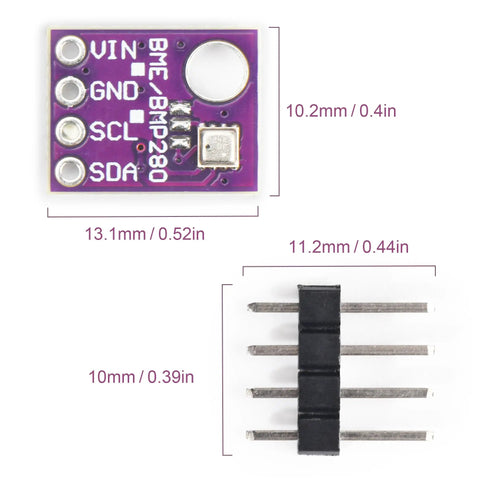 Two Pack BME280 Sensor Module 5V With I2C And SPI Interface Breakout For Accurate Temperature Humidity And Atmospheric Pressure Readings Plug And Play Great For Arduino Raspberry Pi And ESP8266 DIY Projects, 13.1mm board