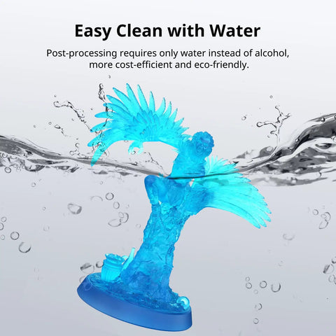 Water Washable 3D Printer Resin 405Nm High Precision Photopolymer Clear Blue 1 Kilogram Low Shrinkage Formula Super Easy Cleanup Goes Down Real Smooth For 4K 8K 12K LCD DLP Printers Top Shelf Material