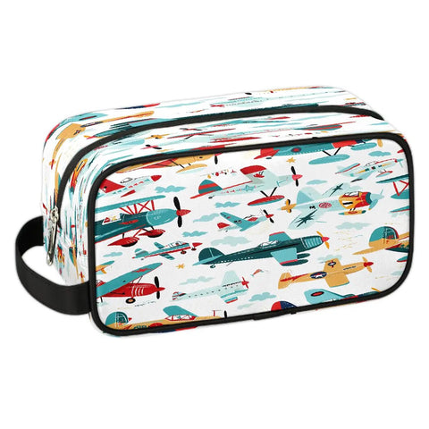 Cartoon Colorful Airplane Makeup Bag Travel Toiletry Kit Durable Dopp Kit Portable Cosmetic Wash Bag Pouch for Women and Men