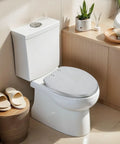 Elongated Retro backgrounds Toilet Seat on a modern toilet, featuring a soft-close hinge and durable resin construction.