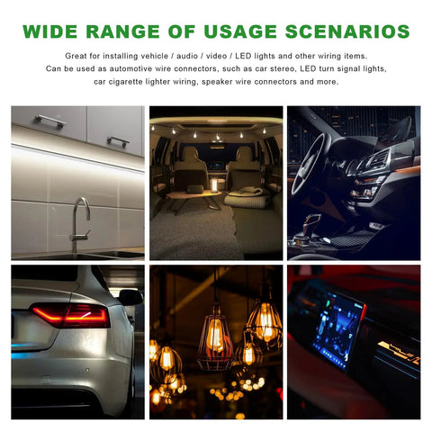 12 Pack Quick Solderless Wire Connectors For Low Voltage Automotive And Led Strip Lighting Zero Stripping Required secure connectors in various use scenarios.