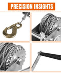 600 Lb Hand Winch For Trailers And Boats, Beefy Heavy Duty Manual Crank Winch With 23 Ft Steel Cable, Boat Trailer Towing And ATV Hauling, Durable Rope Gear For Easy Load And Unload, steel hook and handle