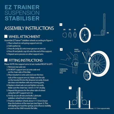 Assembly instructions for Adie Ez Trainer Suspension Stabilizers For Kids Bikes 12 14 16 Inch Wheels White Easy Install