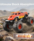 Waterproof Monster Truck Toy 1 To 16 Scale Amphibious Remote Control Car showcasing shock absorption on rugged terrain