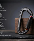 Two Way Quick Lock Double Locking Climbing Carabiner 25kN Heavy Duty For Rock Climbing Rappelling Survival Gear UIAA Certified