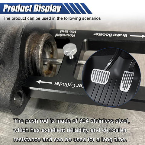 Black Tuxihapp car brake booster push-rod adjustment tool with adjustable pin and magnet pedal distance gauge