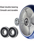 Heavy Duty Swivel Caster Wheels With Brakes For Furniture And Workbenches showing steel double bearing, polyurethane castors