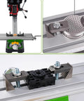 Cross Slide Milling Table With X-Y Axis Precision, Dovetail Grooves, And M10 Screw on a mini drill press, pro grade aluminum.