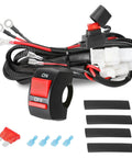 LED Light Bar Wiring Harness Kit With Motorcycle Handlebar Switch For 7 To 8 Inch Light Bars shown with components