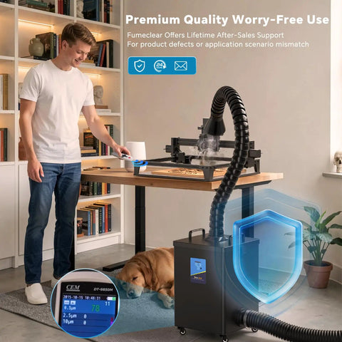 Laser Fume Extractor With Outdoor Vent For Odor Removal And Smoke Control 260m3h Suction Near Hood Capture Up To 15 cm