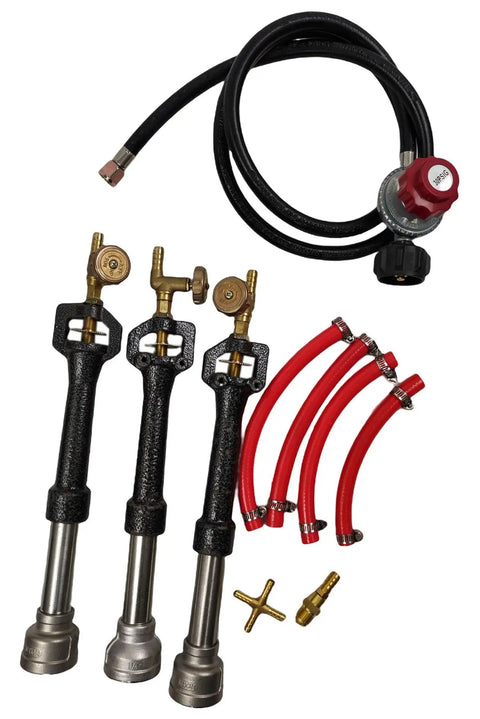 Triple Gas Forge Burner Set With Regulator For Propane No Electric Venturi Forge Burner For Metal Melting Blacksmithing Knife Making