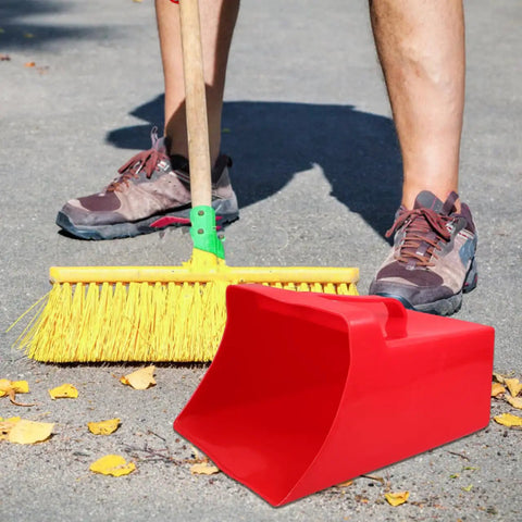 Red Handheld Dustpan And Scoop Shovel Grab And Go Cleanup Lightweight Plastic Trash Shovel With Wide 9.65 By 8.07 Inch Scoop outdoors