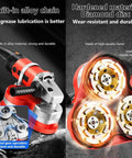 Heavy Duty Electric Concrete Grinder With Variable Speed Control And Side Handle For Quick Floor Resurfacing and 90 Degree Corner Scraping Dust Extractor Hookup Ready Rig For Top Shelf Results with alloy chain and diamond disc.
