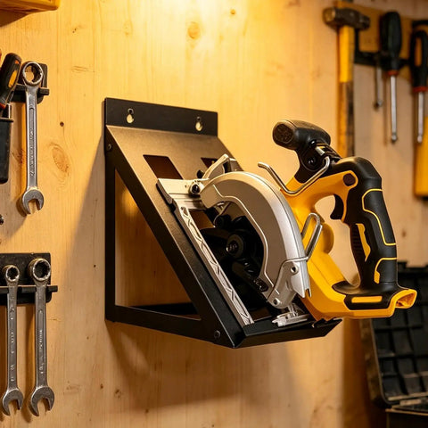 Heavy Duty Power Tool Organizer Rack For Circular Saws And Tools Wall Mounted Hanger with circular saw in garage
