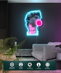 LED Art Neon Light Sign For Home Decor And Parties in living room, statue head design, neon glow, handmade acrylic, mood lighting.