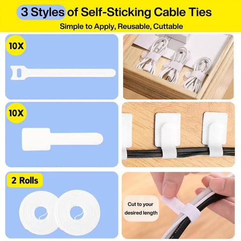 313 Piece Cable Management Kit With 67 Adhesive Clips And 22 Reusable Straps For Desk TV Office And Home Tangle Free Cord Organizer