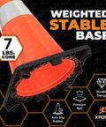 Orange 28 Inch Traffic Cones With 6 Inch And 4 Inch Collars Four Pack Heavy Duty Rugged PVC Safety Cones For Parking Soccer Caution Construction Kids DOT Approved.