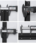 2-pack black stainless piano hinges, 2 in open width x 20 in with holes; collage shows front, side, and close-up views.