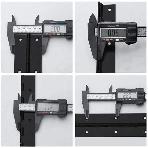 Measuring Badass Heavy Duty 16 Inch Piano Hinges 4 Pack Black Stainless Steel Continuous Door Hardware for specifications.