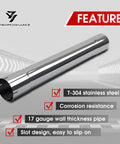 4 Inch Stainless Steel Muffler Replacement Pipe Drop In Straight Exhaust Tube 30 Inch Length T304 17 Gauge Wall Rust Resistant Polished Finish displayed with features.