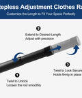 Adjustable Closet Rod Heavy Duty Tension Pole No Cutting Required 17 To 99 Inches 1.3 Inch Diameter with instructions