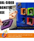Collapsible Magnetic Parts Tray 4.5 Inch Square Silicone Tool Tray With Double Sided Magnetic Base For Screws Nuts Bolts Pins purple in use