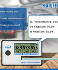 Portable Solar Tint Meter for Car Folks and Filmed Glass UV IR Transmittance Reader Light Transmittance and Spectrum Tester 8mm Slot