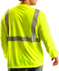 Back view of Occlux Hi-Vis Flame Resistant Long Sleeve T Shirt With Pocket ANSI Class 2 ATPV 10 Cal Per Sq Cm NFPA 70E Compliant