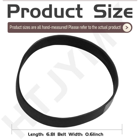 Replacement Table Saw Drive Belt 6.8 Inch By 0.6 Inch Compatible With PCB270TS Saws Heavy Duty Rubber Construction Reduces Vibration And Noise