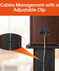 12 Inch Tall Wood Speaker Stands Set Of 2 For Home Theater HiFi Desktop And Satellite Speakers with cable management clip