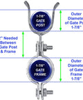 Real Heavy Duty Galvanized Chain Link Fork Latch With Padlock Hole Fits 1-7/8 Inch Gate And 2-7/8 Inch Fence Posts Lock It Down Tight Shop Ready Hardware Built Tough For The Long Haul Case Of 25 with mounting dimensions.