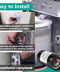 Washer Start Capacitor Replacement Part For Most Top And Front Load Washers Fits 661606 WP8572717 2859 357021 W10244889 3949169 482156 Black Durable Replacement Part For Easy Fix And Long Lasting Performance, black washer start capacitor installed on washer motor
