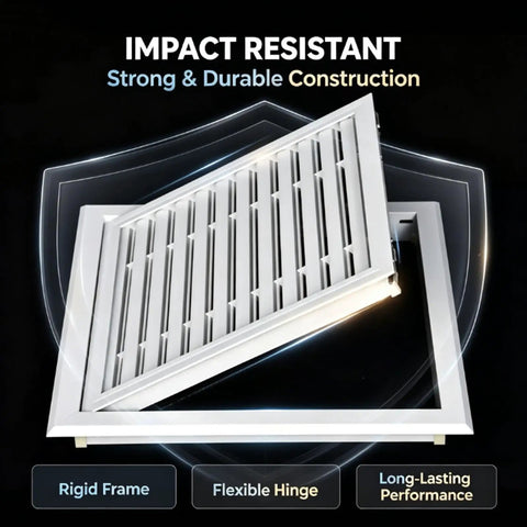 Ceiling Access Panel With Built In Filter Grid Louvered Hinged Vent Cover For Drywall Ceilings showing impact resistant design and durable construction.