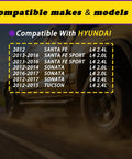 Compatibility chart for Hyundai models with 2 Piece Intake And Exhaust VVT Solenoid Set For Hyundai Santa Fe Sonata Tucson And Kia Optima Sorento With 2.0L And 2.4L L4 Engines 2011 To 2017 Replaces 243752G500 243552G500