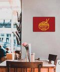 Ramen Hunter Metal Tin Sign Wall Art Dope Vintage Style 8 By 12 Inch Poster on cafe wall above table