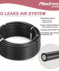 Three Quarter Inch Shop Air Line Kit For Garage With 200 Ft HDPE Aluminum Piping And Four Way Manifold Block Leak Proof And Easy To Install Black 200 PSI Includes Tubing Cutter And Mounting Clips