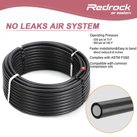 Three Quarter Inch Shop Air Line Kit For Garage With 200 Ft HDPE Aluminum Piping And Four Way Manifold Block Leak Proof And Easy To Install Black 200 PSI Includes Tubing Cutter And Mounting Clips