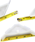 12 Pack 90 Degree Cabinet Triangle Brackets White Durable Plastic Corner Support Braces with Off Center Screw Holes and Tape Measure