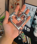 Gothic Keychain With Cute Carabiner Clip For Keys Backpacks Cars And Daily Decoration Dope Y2K Fashion Accessory, heart-shaped design