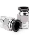 Male Straight Push To Connect Fittings Three Eighths Inch Tube Outer Diameter And Three Eighths Inch NPT Thread Pneumatic Quick Connect That Handles Up To 145 Psi Copper And Plastic Pack Of Two