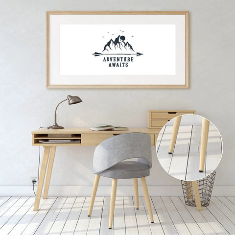 1/4-20 UNC Adjustable Furniture Leveling Feet Kit With Galvanized Steel Screws installed on a chair in a home office setting