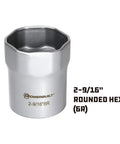 2-9/16 Inch Rounded Wheel Bearing Lock Nut Socket, 6 Point Hex, Beefy Pro Grade Heavy Duty Steel Tool For 1990-1993 Dodge Trucks With Dana 60 Manual Hubs, Durable Removal And Installation Of Wheel Bearing Lock Nuts